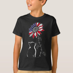 Frauen Katzen Sonnenblume 4. Juli Glaubenssfreihei T-Shirt