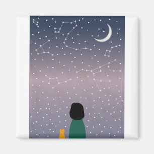 Frauen Katzen Sterne Weltraum Galaxy Girl Universe Magnet