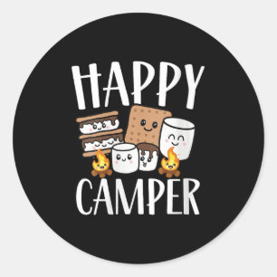 Frauen Kawaii Smore Glücklicher Camper Camping-Cre Runder Aufkleber