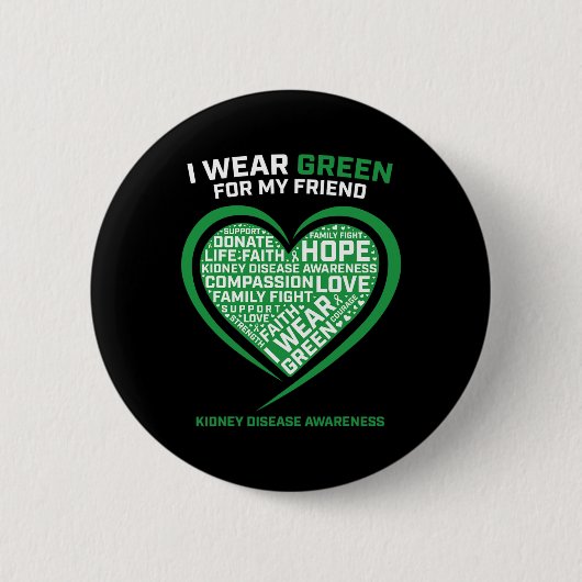 Frauen Kinder Grüne Geschenke Freunde Nierenerkran Button (Vorderseite)