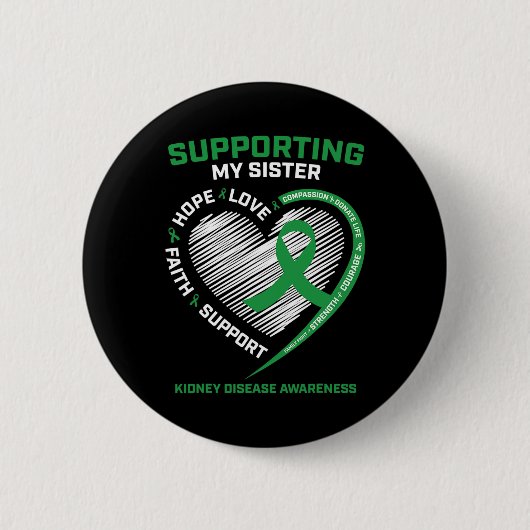 Frauen Kinder Grüne Schwester Nierenerkrankung Bew Button (Vorderseite)