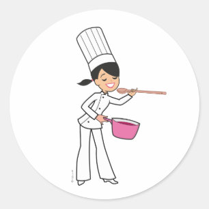 Frauen-Kochs-Aufkleber mit Illustration Runder Aufkleber