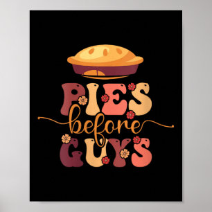 Frauen Kuchen vor Typen Thanksgiving Herbst Herbst Poster