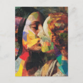 Frauen Küssen farbenfrohe Mischmedien-Collage Postkarte (Vorderseite)