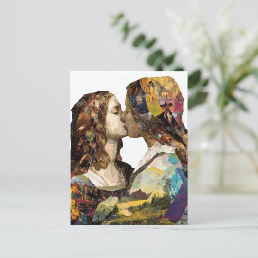 Frauen küssen gemischte Medienkollektion Postkarte (Stehend Vorderseite)