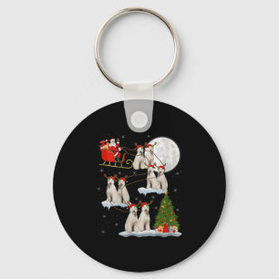 Frauen Labradoodle Hund Weihnachtsmann Schlitten F Schlüsselanhänger