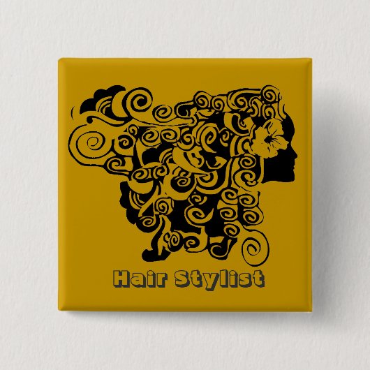 Frauen-langer Haar-Salon-fördernder Haar-Stylist Button (Vorderseite)