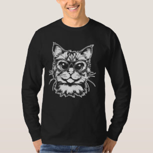 Frauen Lässig Spirit Animal Cat Tragebrille Gr T-Shirt