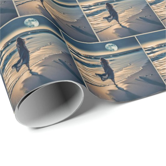 Frauen laufen am Strand Geschenkpapier (Rolleneckpunkt)