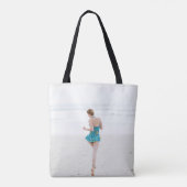 Frauen laufen am Strand Tasche (Rückseite)