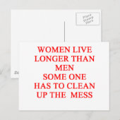 Frauen leben länger postkarte (Vorne/Hinten)