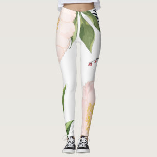 Frauen Leggings Baby Rosa Kosmos auf Weiß