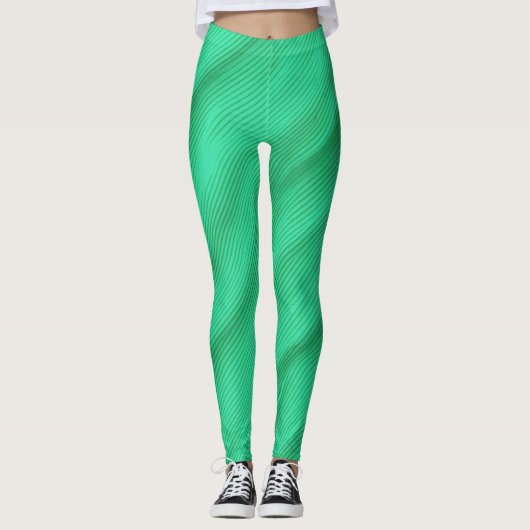 FRAUEN LEGGINGS GREEN WAVES (Vorderseite)