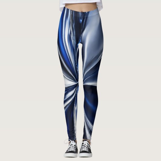 FRAUEN LEGGINGS METALLIC DARK BLUE (Vorderseite)