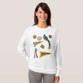 Frauen leiden an Bewegung Memorabilia Collage Prin T-Shirt (Vorne ganz)