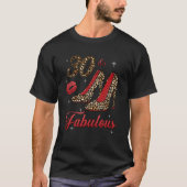 Frauen leopard High Heels 30 und fabelhaft glückli T-Shirt (Vorderseite)