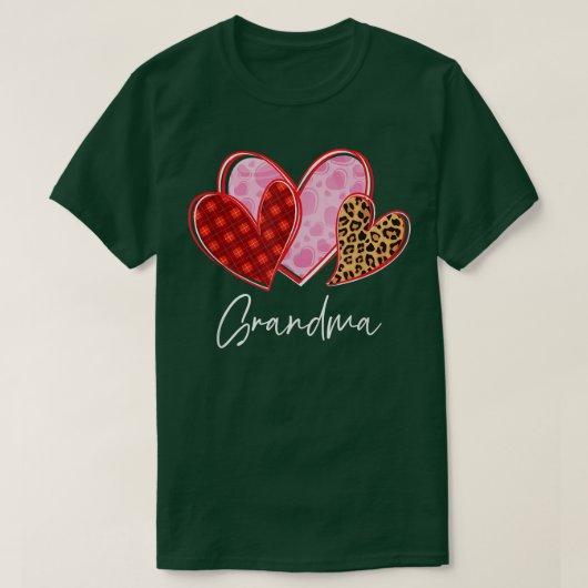 Frauen Leopard Kariertes Herz Oma Valentinstag T-Shirt (Design vorne)