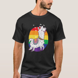 Frauen Lesbischer Pride Niedlich Llama Lgbtq Monat T-Shirt