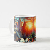 Frauen lesen im City-Fenster mit Cat und Kaffee Kaffeetasse (Vorderseite Links)