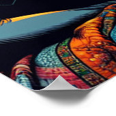 Frauen lesen im City-Fenster mit Cat und Kaffee Poster (Ecke)