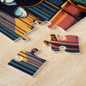 Frauen lesen im City-Fenster mit Cat und Kaffee Puzzle (Seite)