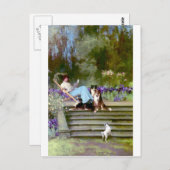 Frauen lesen mit Collie Hunden Postkarte (Vorne/Hinten)