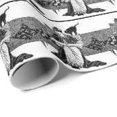 Frauen lesen mit schwarzer Katze Geschenkpapier (Rolleneckpunkt)