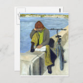 Frauen lesen postkarte (Vorne/Hinten)