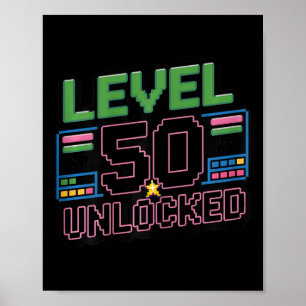 Frauen Level 50 Freigeschaltet Lustiger Gamer 50. Poster