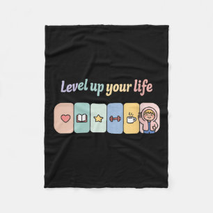 Frauen Level Up Your Life Fortschrittsbalken Gamer Fleecedecke