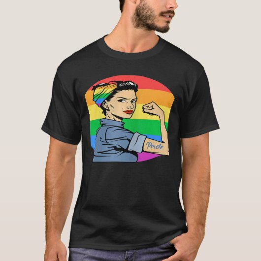 Frauen LGBT Gay Lesbian Pride Feminist Rainbow Fla T-Shirt (Vorderseite)