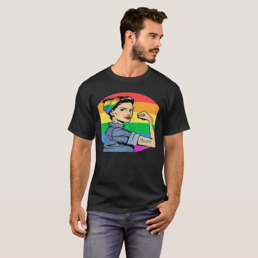 Frauen LGBT Gay Lesbian Pride Feminist Rainbow Fla T-Shirt (Vorne ganz)