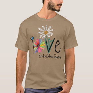 Frauen Liebe Daisy Blume Sonntagsschullehrerin Vor T-Shirt