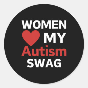 Frauen Liebe Mein Autismus Swag Funny Girls Herz A Runder Aufkleber