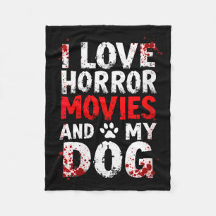 Frauen Lieben Horrorfilme Hund Halloween V-Ausschn Fleecedecke