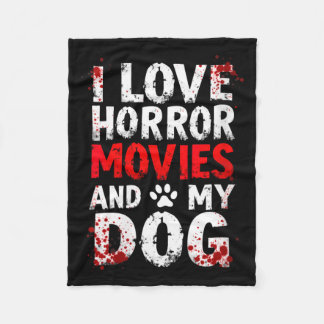 Frauen Lieben Horrorfilme Hund Halloween V-Ausschn Fleecedecke