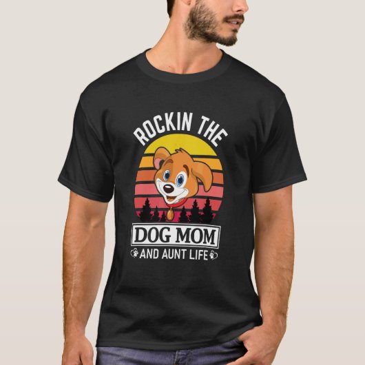Frauen lieben Hunde Rocken Mama und Tante Leben T-Shirt (Vorderseite)