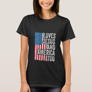Frauen Lieben Jesus und Amerika zu US-Flagge Gott T-Shirt