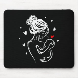 Frauen lieben Mum Baby Hug Herz Kind Geburt V-nec Mousepad