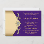 Frauen Lila Gold 50. Geburtstagsparty Einladung (Rückseite)