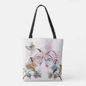 Frauen Line Art Boho Stil Tote Bag Tasche (Rückseite)