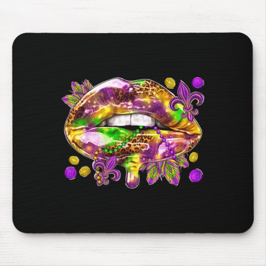 Frauen Lippen Mardi Gras Karneval Fett Mousepad (Vorne)