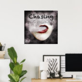 Frauen Lippen Wolken Vape Grunge Premium Poster (Heimbüro)