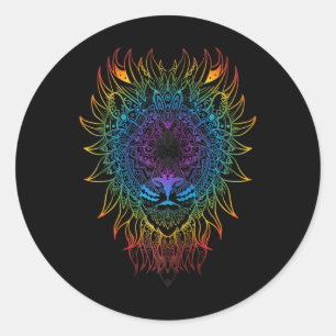 Frauen Löwin Mandala Art Zen Yoga Meditation Boho Runder Aufkleber