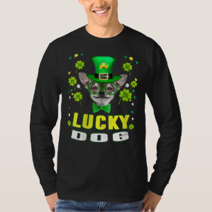 Frauen Lucky Dog Chihuahua Leprechaun Hat Funny St T-Shirt