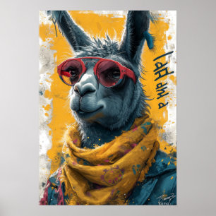 Frauen-LunarPunk Lama-T - Shirt-Design Poster