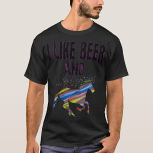 Frauen Lustig Ich mag Bier und Einhörner Design Er T-Shirt