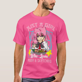 Frauen lustig nur ein Mädchen, das Anime und Skate T-Shirt