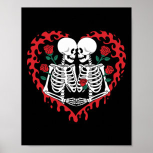 Frauen Lustiger Valentinskopf und rotes Blut Horro Poster