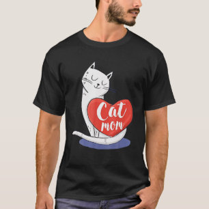 Frauen Mädchen Katze Mama Herz Crazy Katze Lady T-Shirt